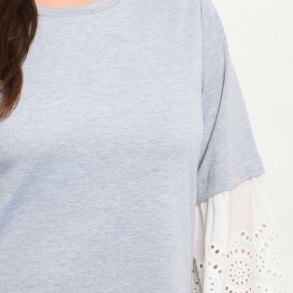 Pretty Grey and white lace plus shirt NWT 0X 1X 2X - Picture 5 of 5